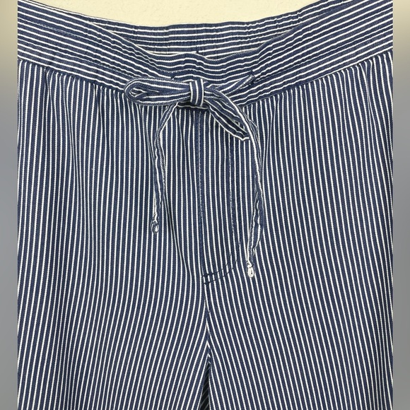 Gap Women's Large V-Easy Pant Bold Navy Stripe White Casual Pull-On Drawstring - Picture 3 of 14